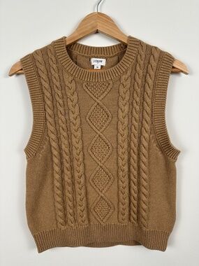 J. Crew Cable Knit Sweater Vest Brown Size M